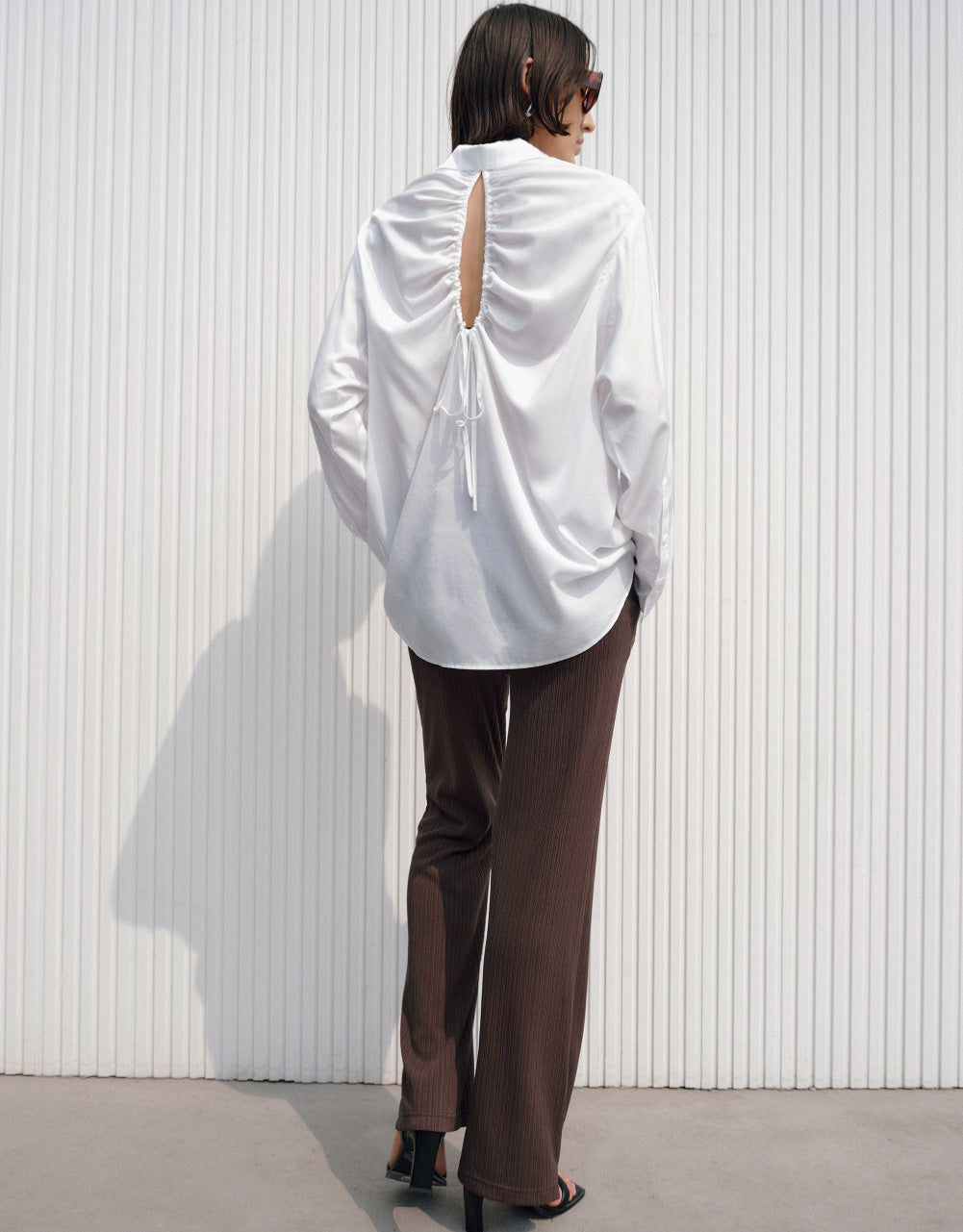 Drop Shoulder Sleeve Shirt Collar Jacket