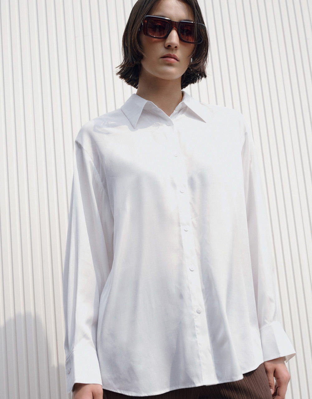 Drop Shoulder Sleeve Shirt Collar Jacket