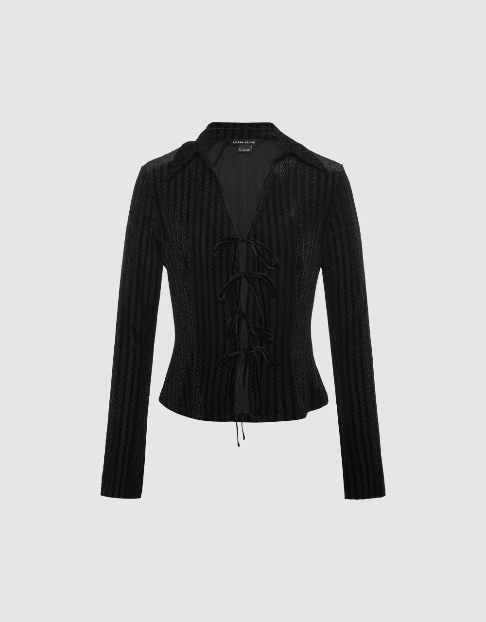 Plisse Fabric Lace-Up Shirt