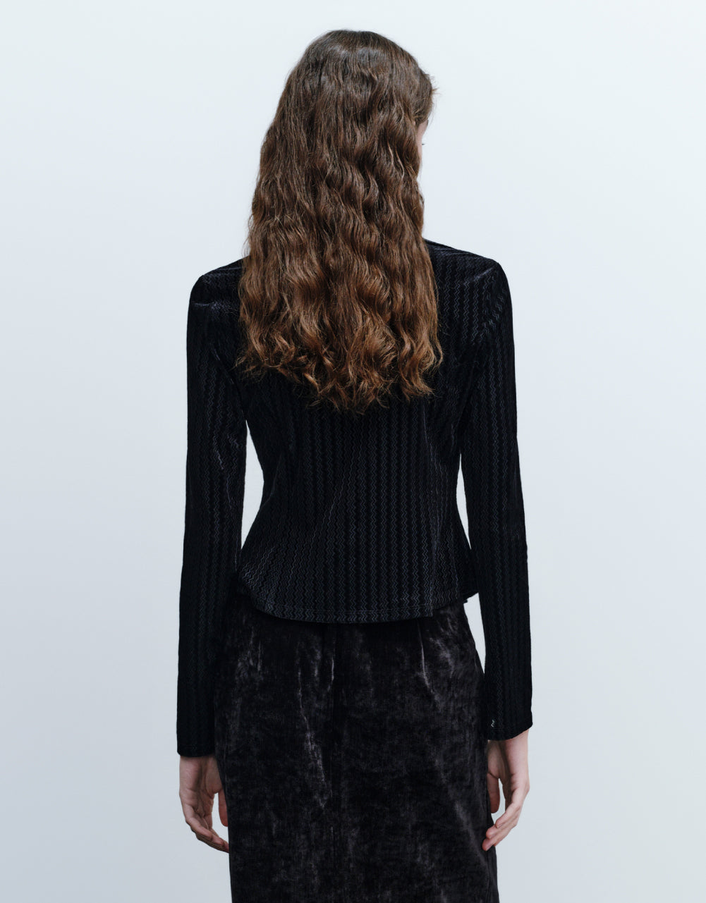 Plisse Fabric Lace-Up Shirt