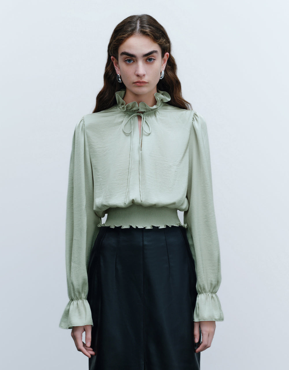 Ruffle Lapel Overhead Shirt