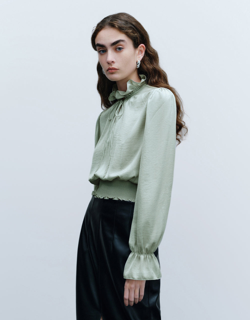 Ruffle Lapel Overhead Shirt