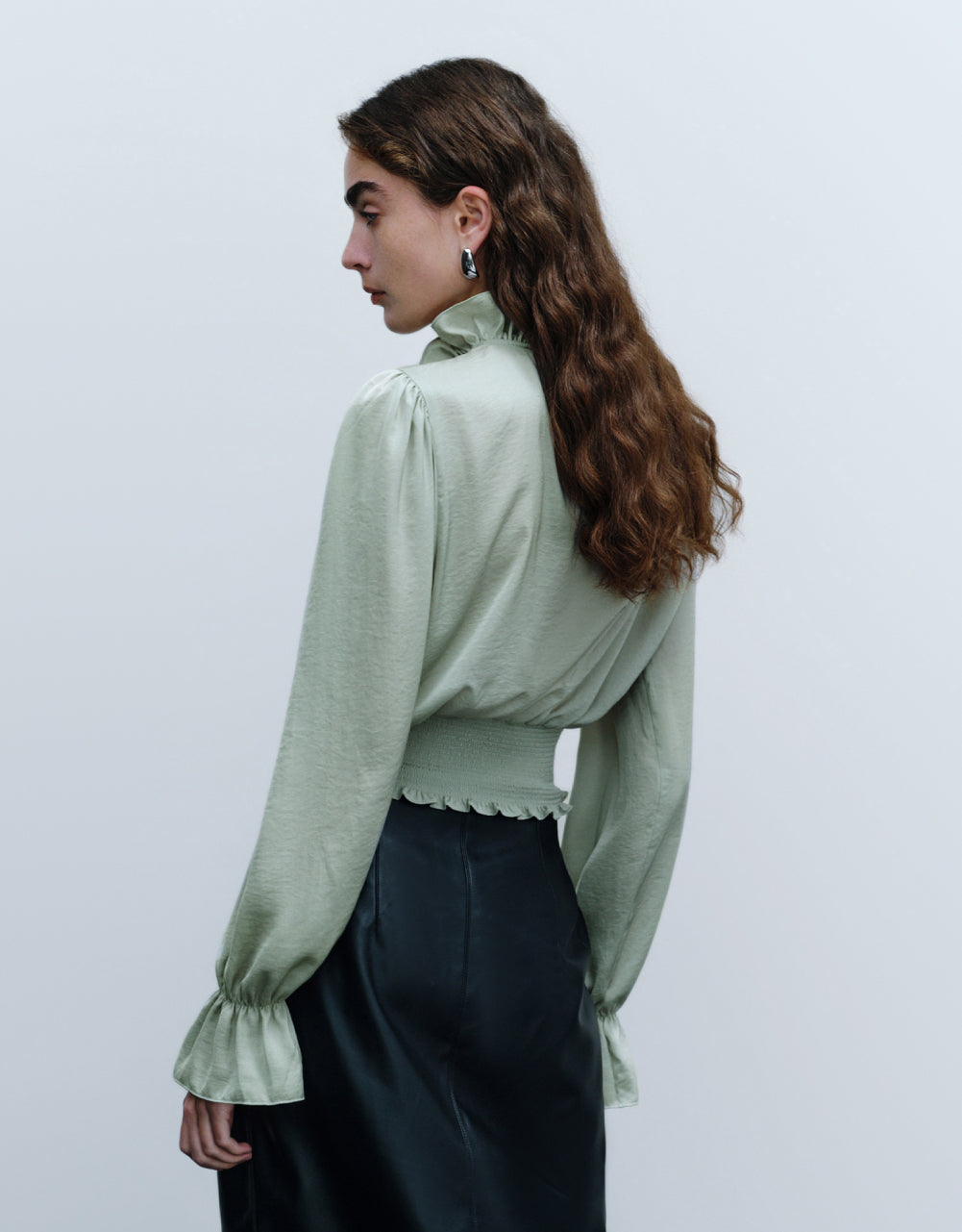 Ruffle Lapel Overhead Shirt