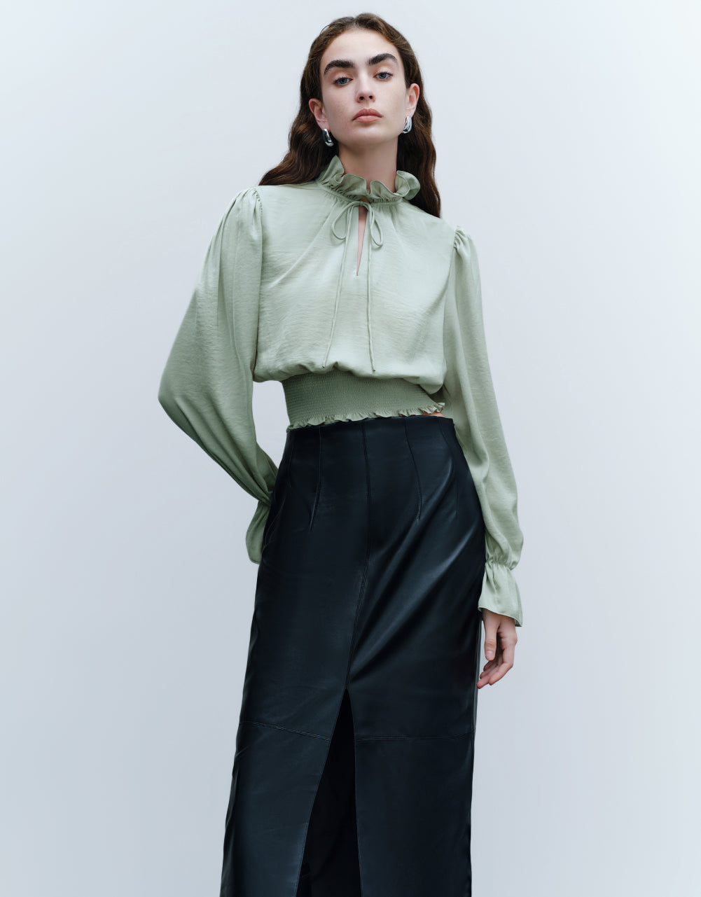 Ruffle Lapel Overhead Shirt