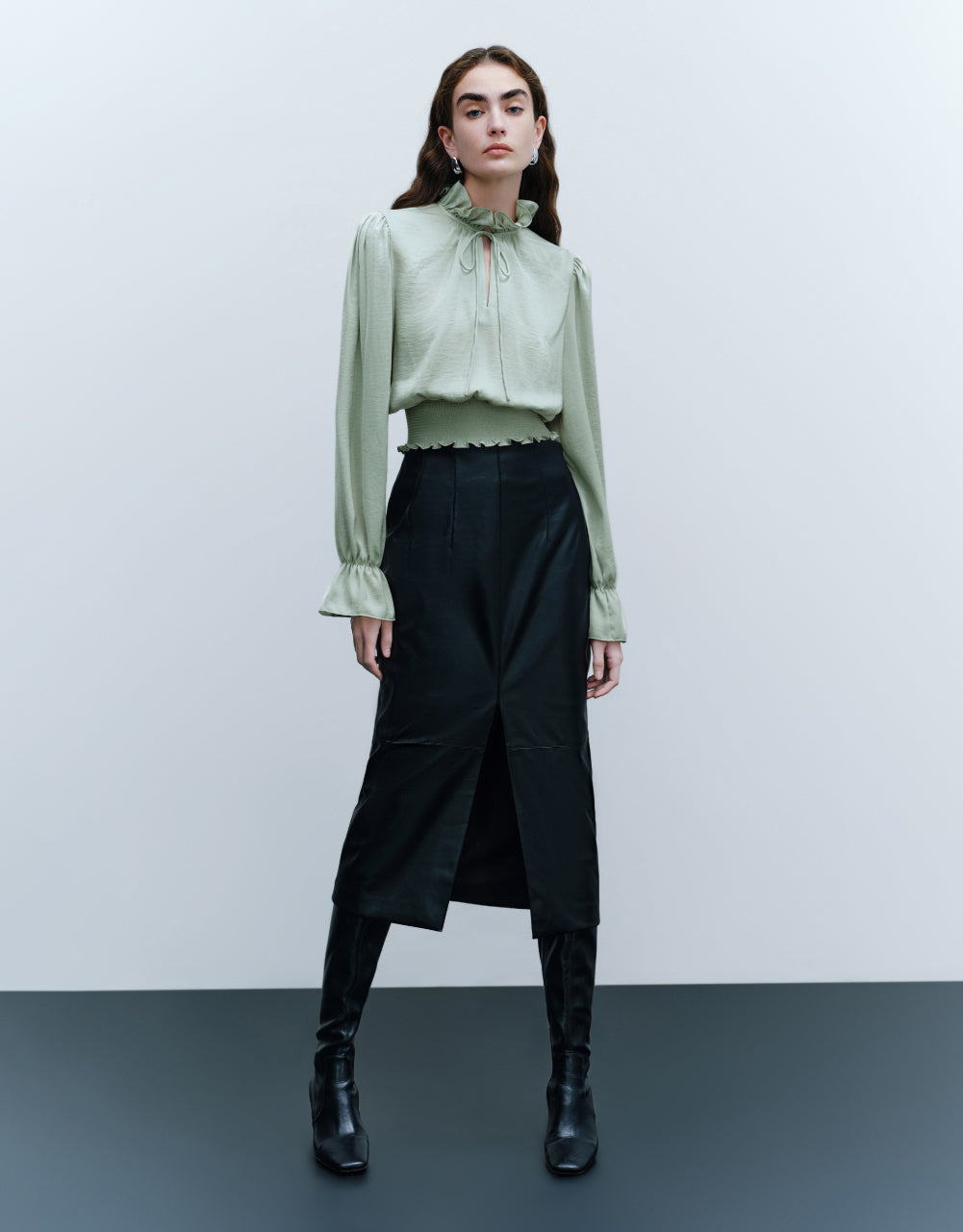 Ruffle Lapel Overhead Shirt