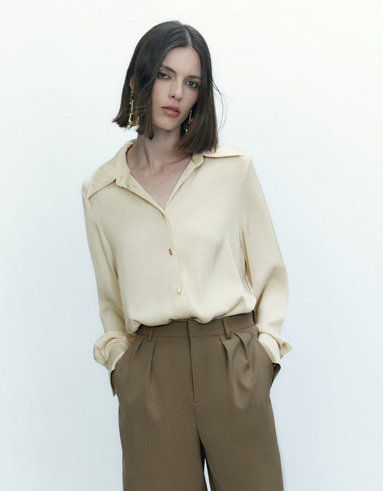 Button Up Drop Shoulder Sleeve Shirt