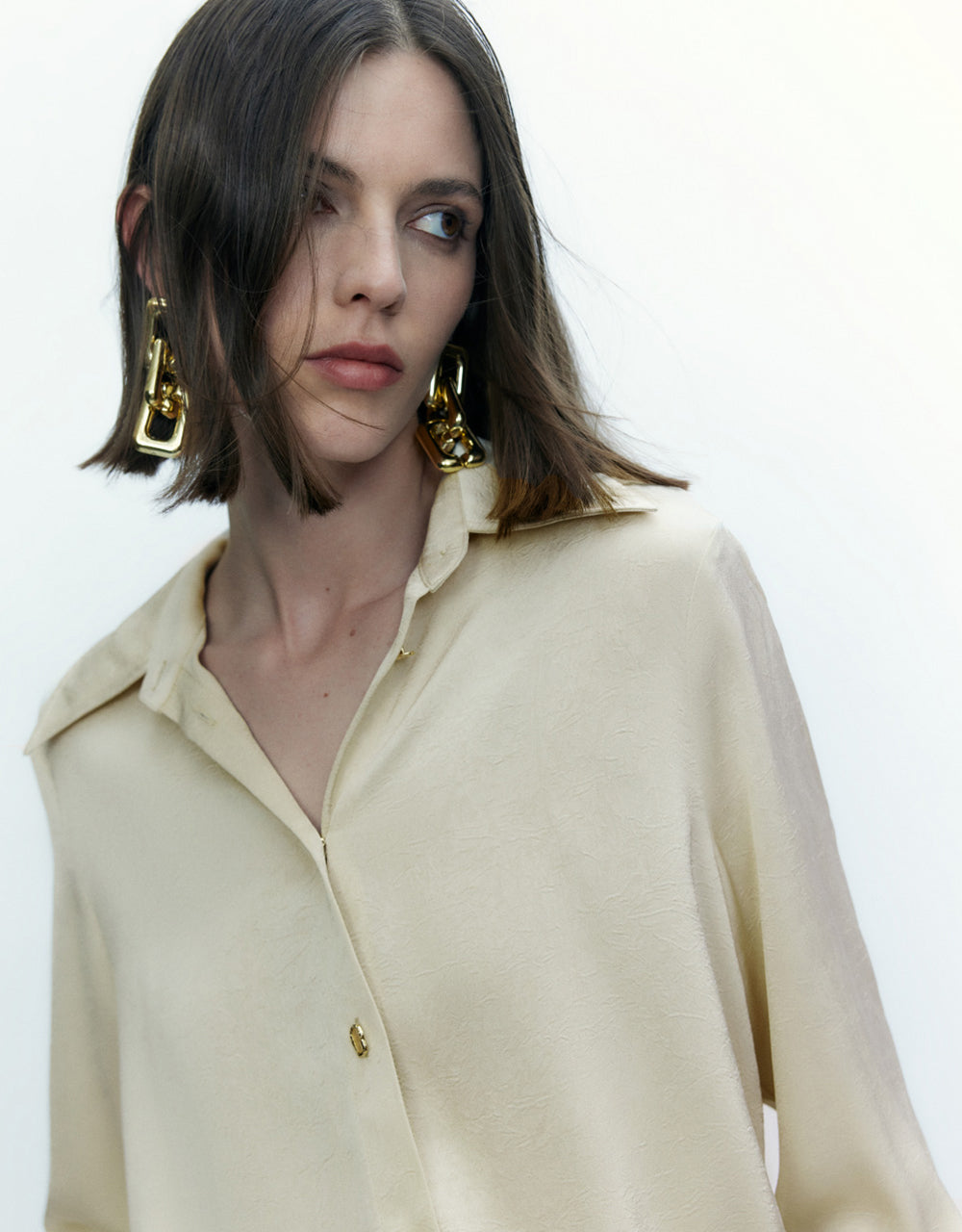Button Up Drop Shoulder Sleeve Shirt