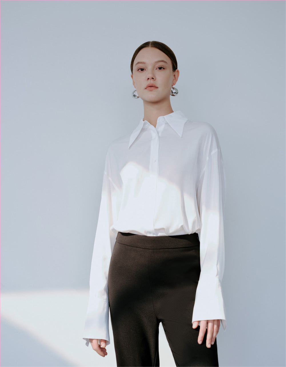 Drop Shoulder Sleeve Lapel Shirt