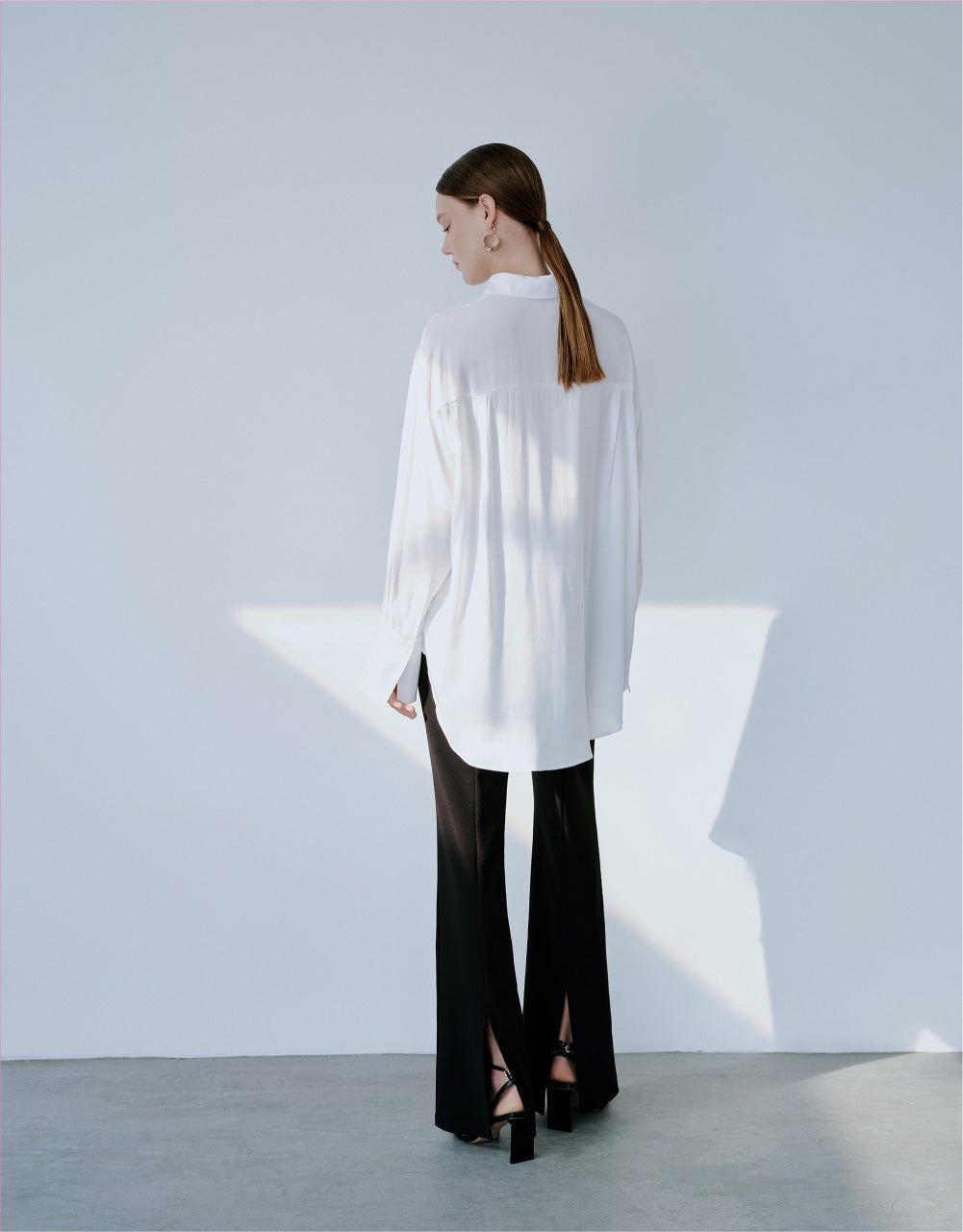 Drop Shoulder Sleeve Lapel Shirt