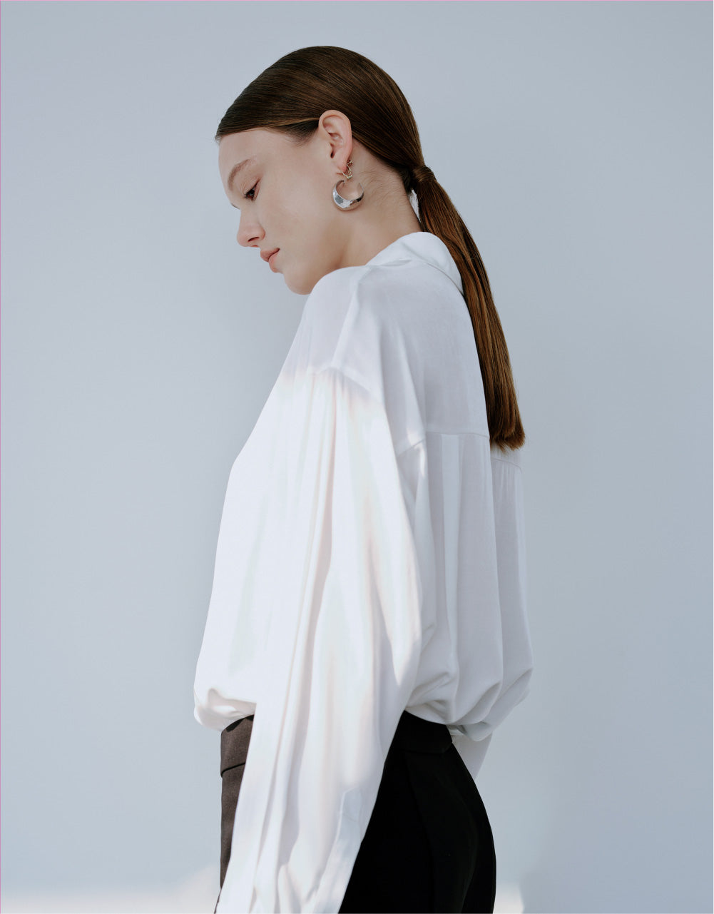 Drop Shoulder Sleeve Lapel Shirt