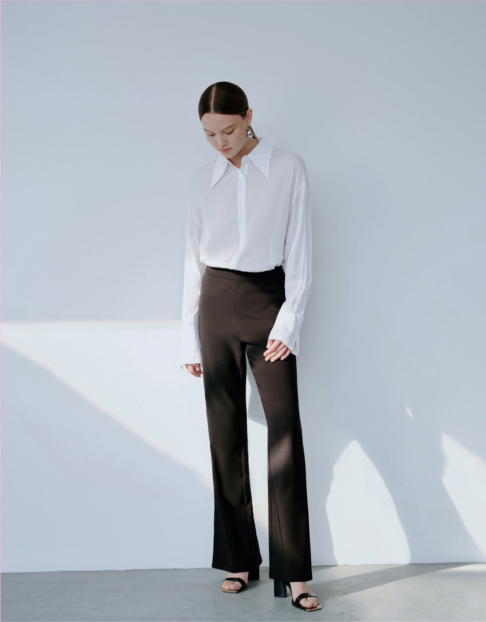 Drop Shoulder Sleeve Lapel Shirt