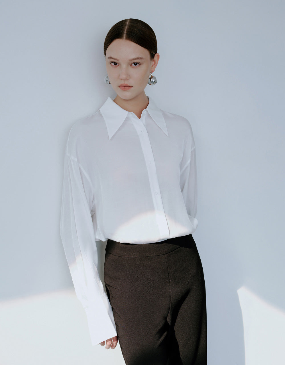 Drop Shoulder Sleeve Lapel Shirt