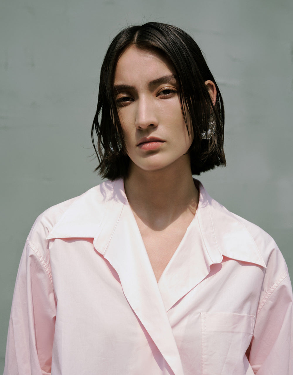 Asymmetric Buttons Lapel Shirt