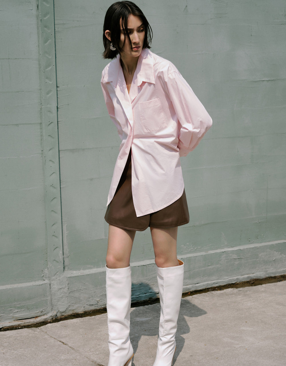 Asymmetric Buttons Lapel Shirt