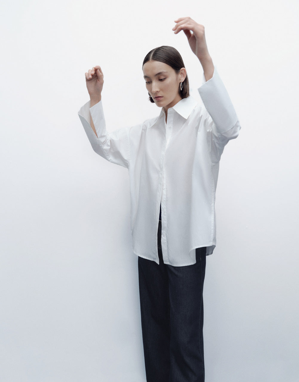 Drop Shoulder Sleeve Lapel Shirt