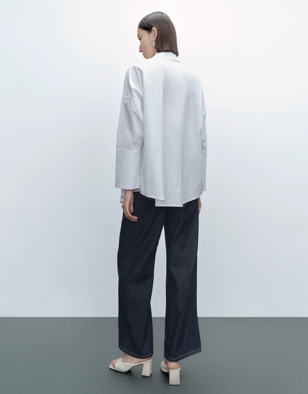 Drop Shoulder Sleeve Lapel Shirt