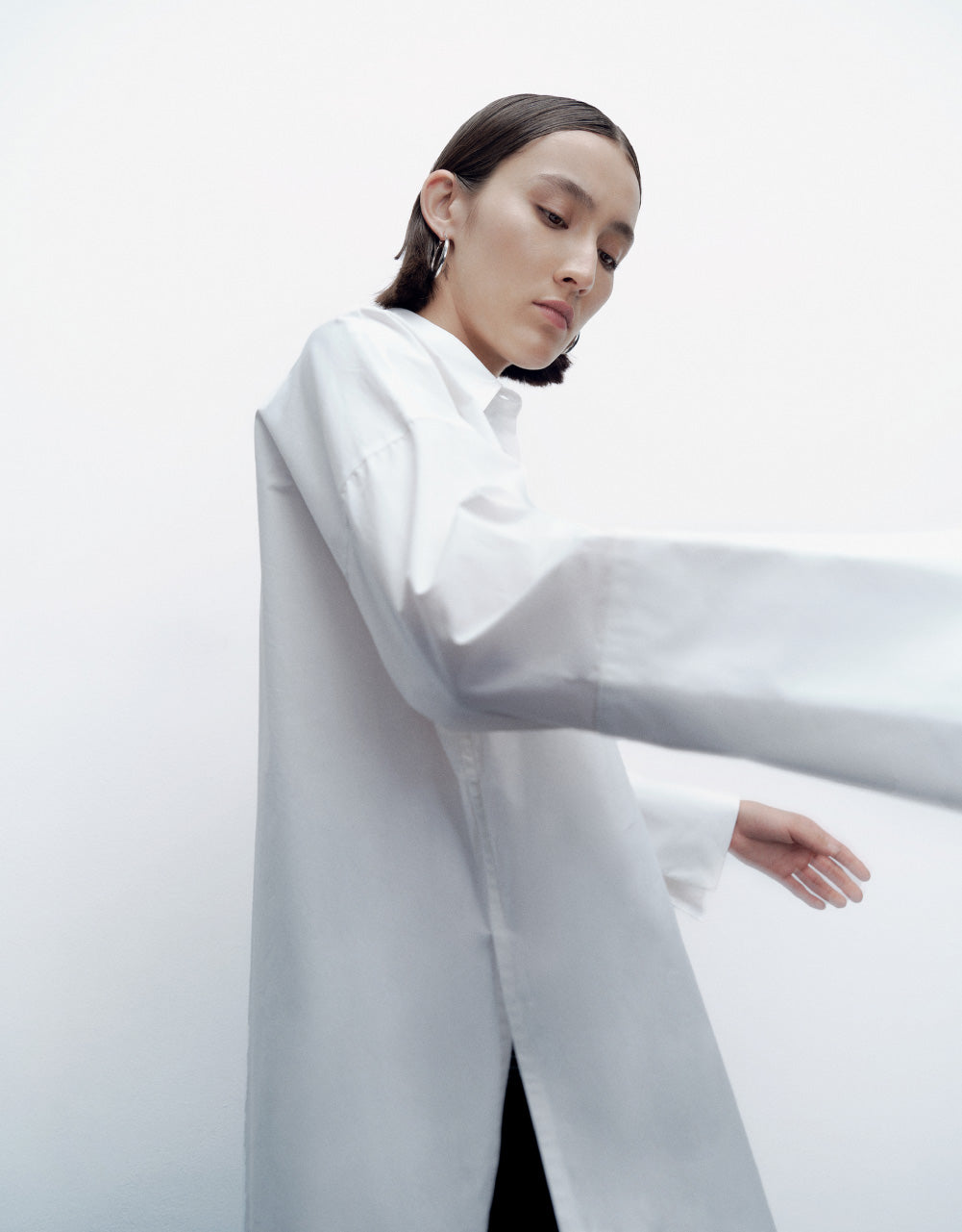 Drop Shoulder Sleeve Lapel Shirt