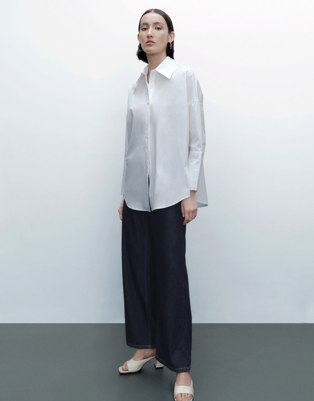 Drop Shoulder Sleeve Lapel Shirt