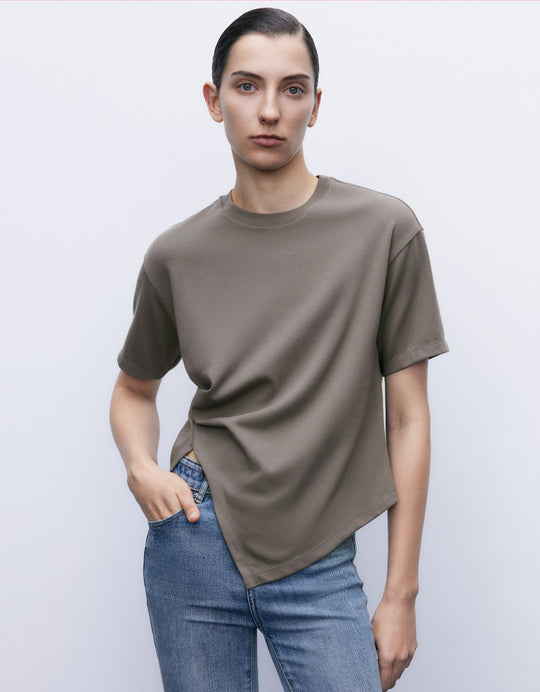 Asymmetric Crew Neck T-Shirt
