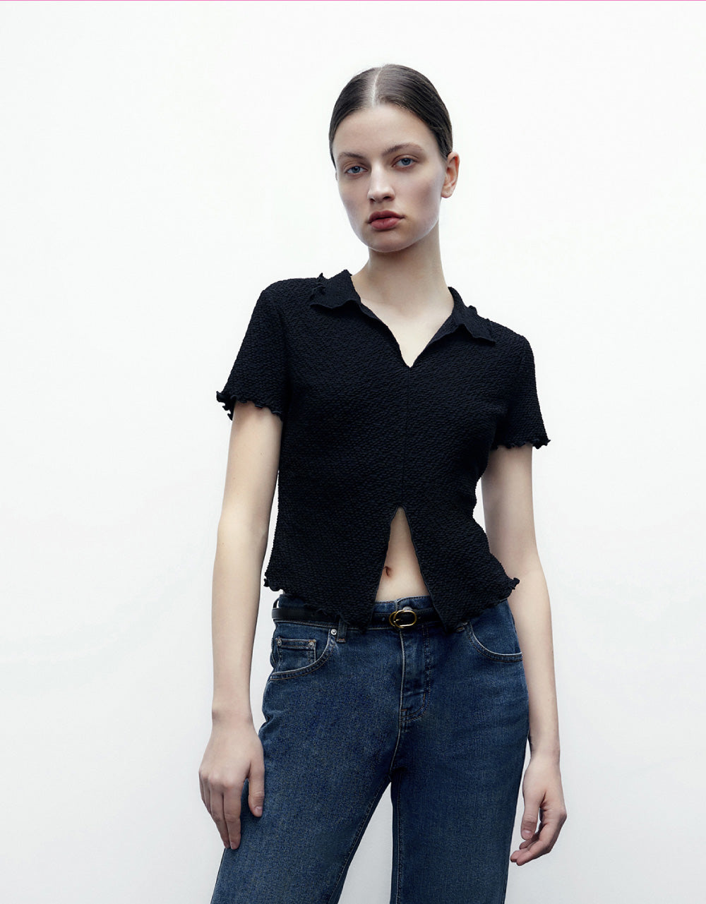 Textured Wave Trim T-Shirt