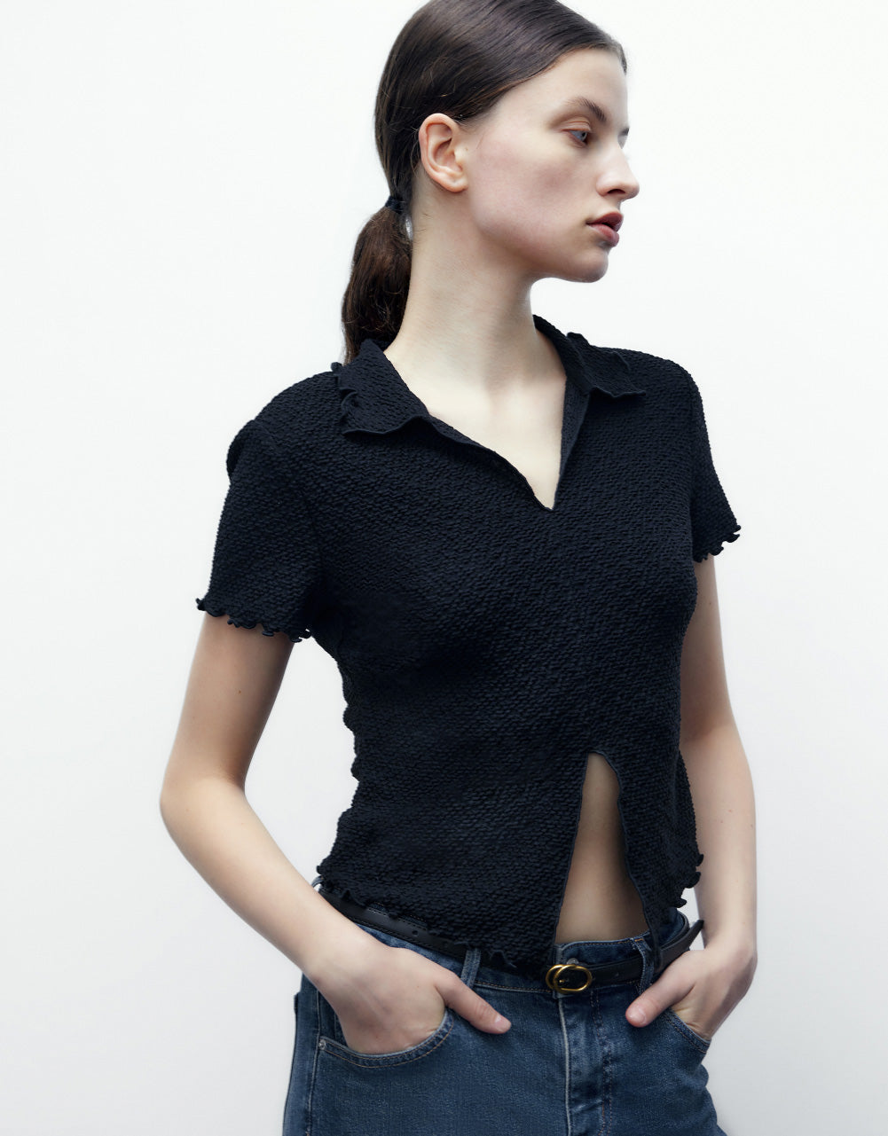 Textured Wave Trim T-Shirt
