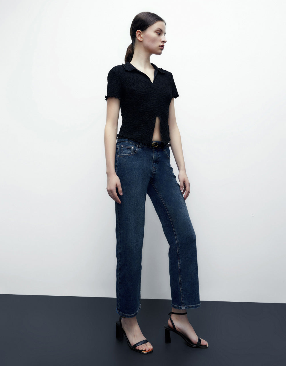 Textured Wave Trim T-Shirt