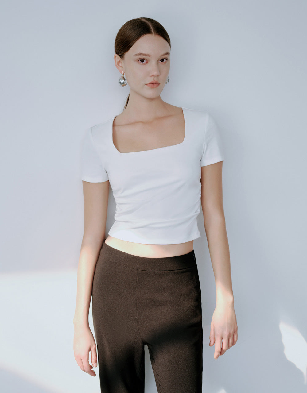 Square-cut Collar Skinny T-Shirt