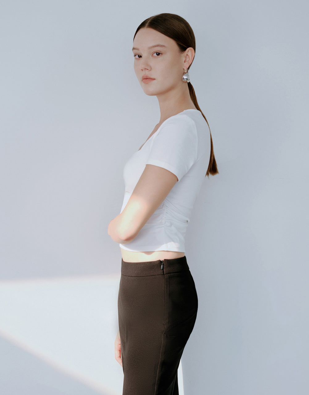 Square-cut Collar Skinny T-Shirt