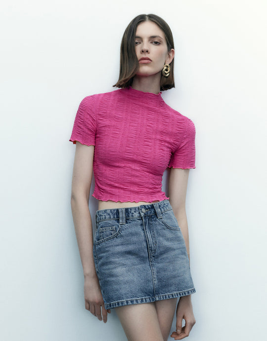 Shirred Skinny T-Shirt