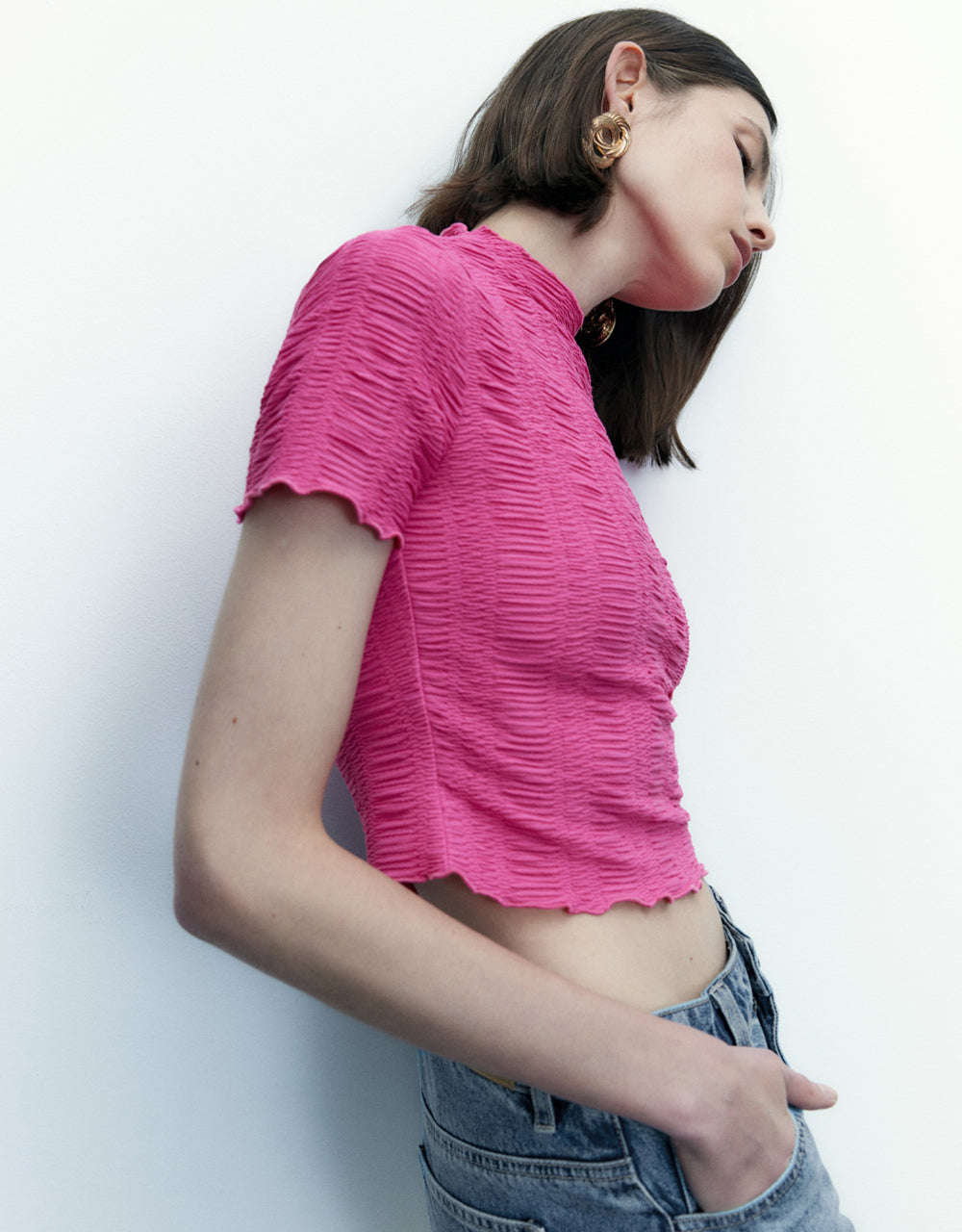 Shirred Skinny T-Shirt