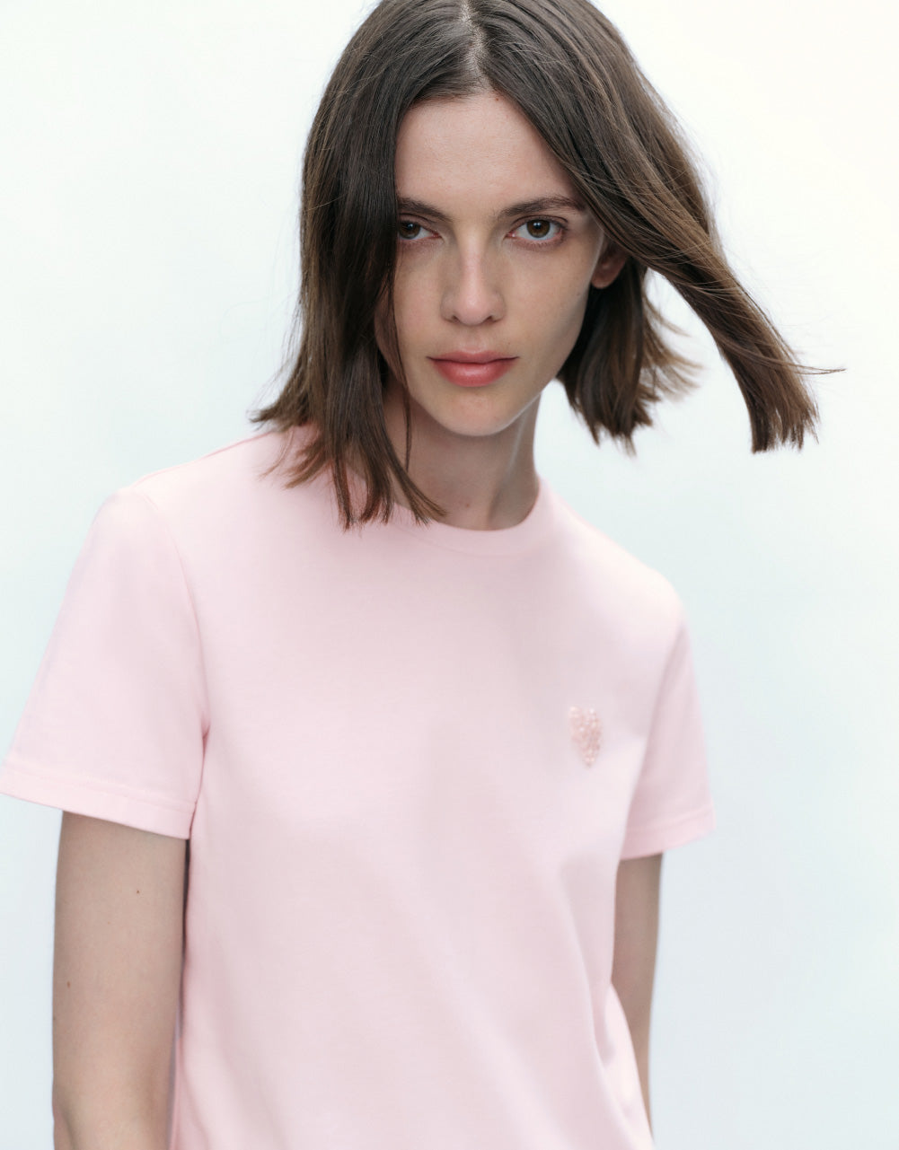 Heart Decor Crew Neck T-Shirt