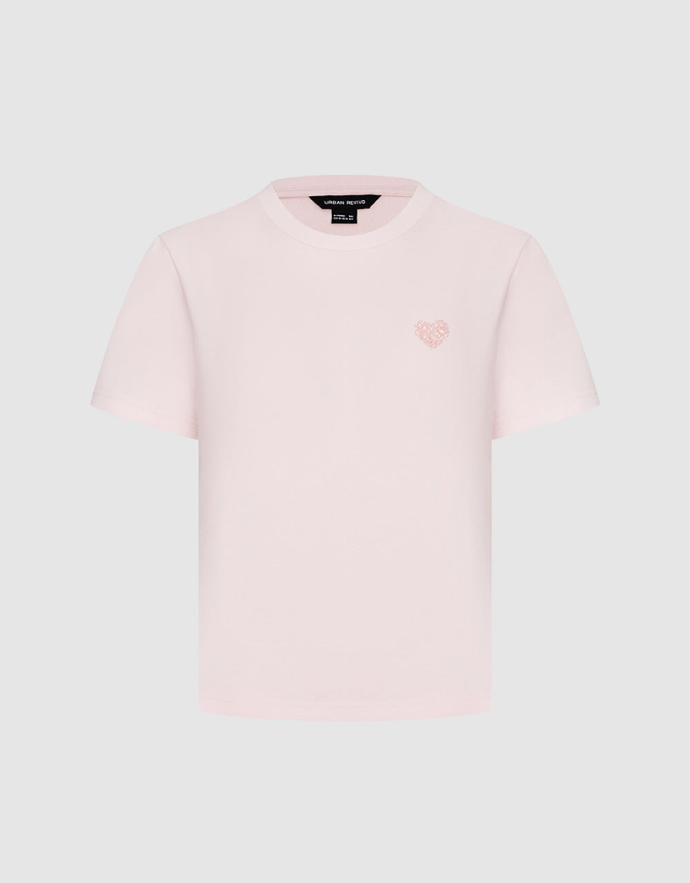 Heart Decor Crew Neck T-Shirt