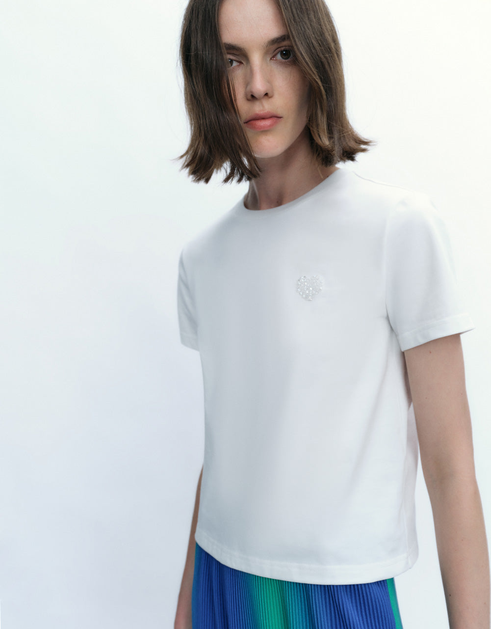 Heart Decor Crew Neck T-Shirt