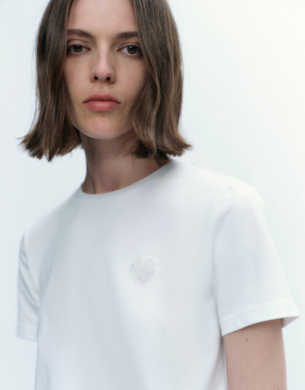 Heart Decor Crew Neck T-Shirt