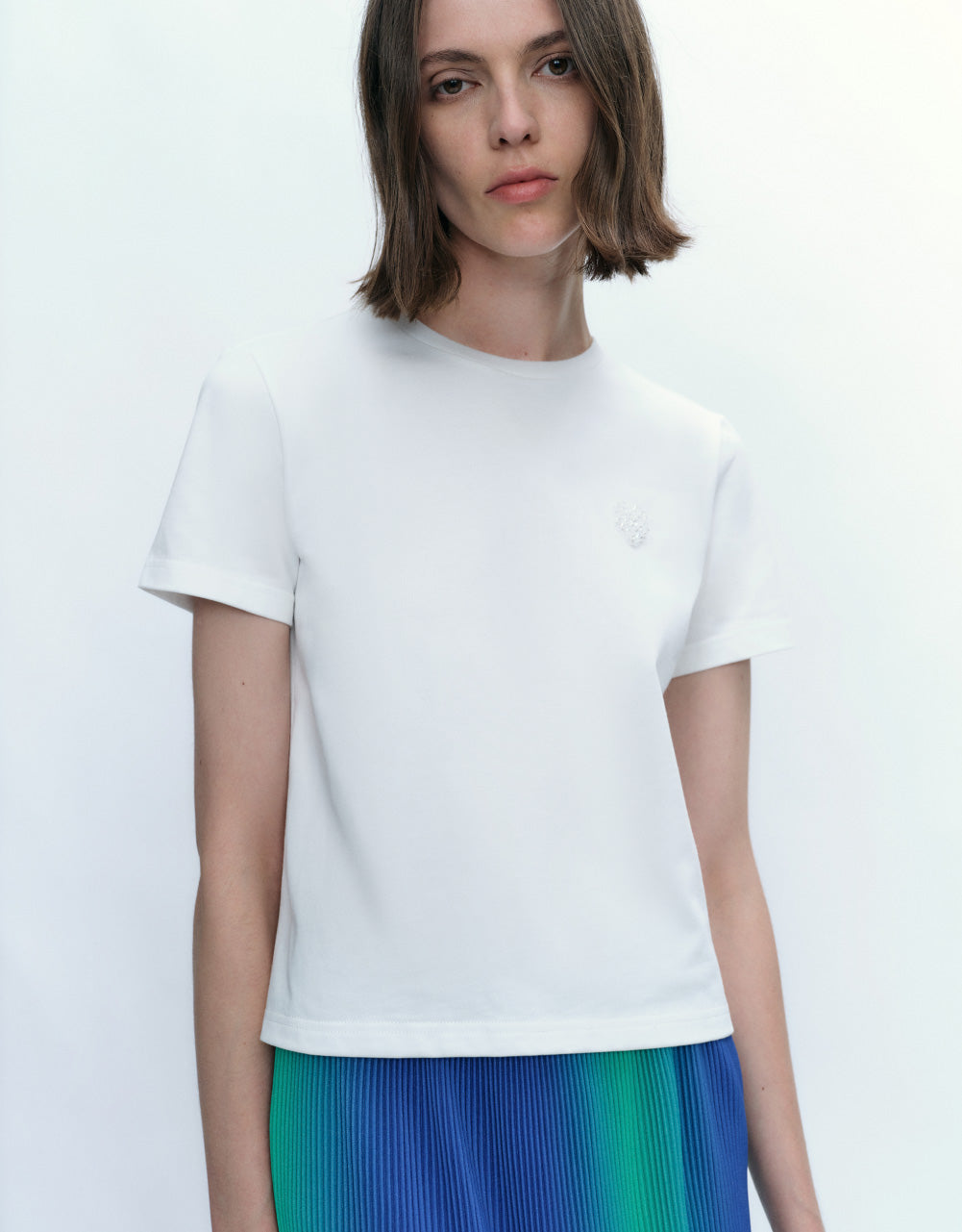 Heart Decor Crew Neck T-Shirt