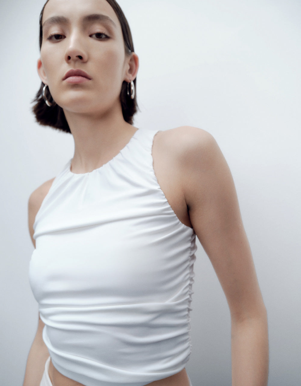 Ruched Cropped Tank Top