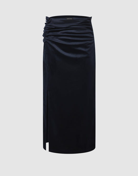 Shirred Waist Split Skirt