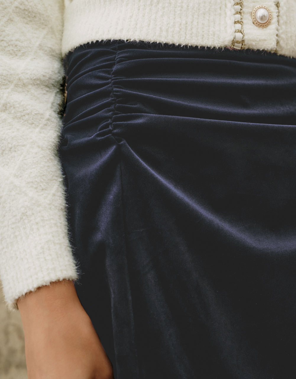 Shirred Waist Split Skirt
