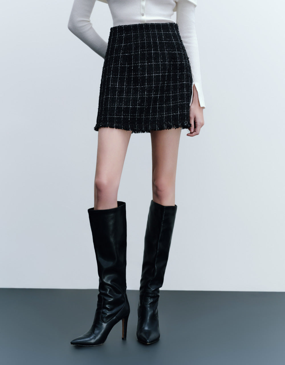Plaid Tweed Mini Skirt