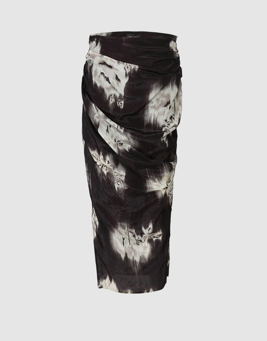 Printed Wrap Midi Skirt