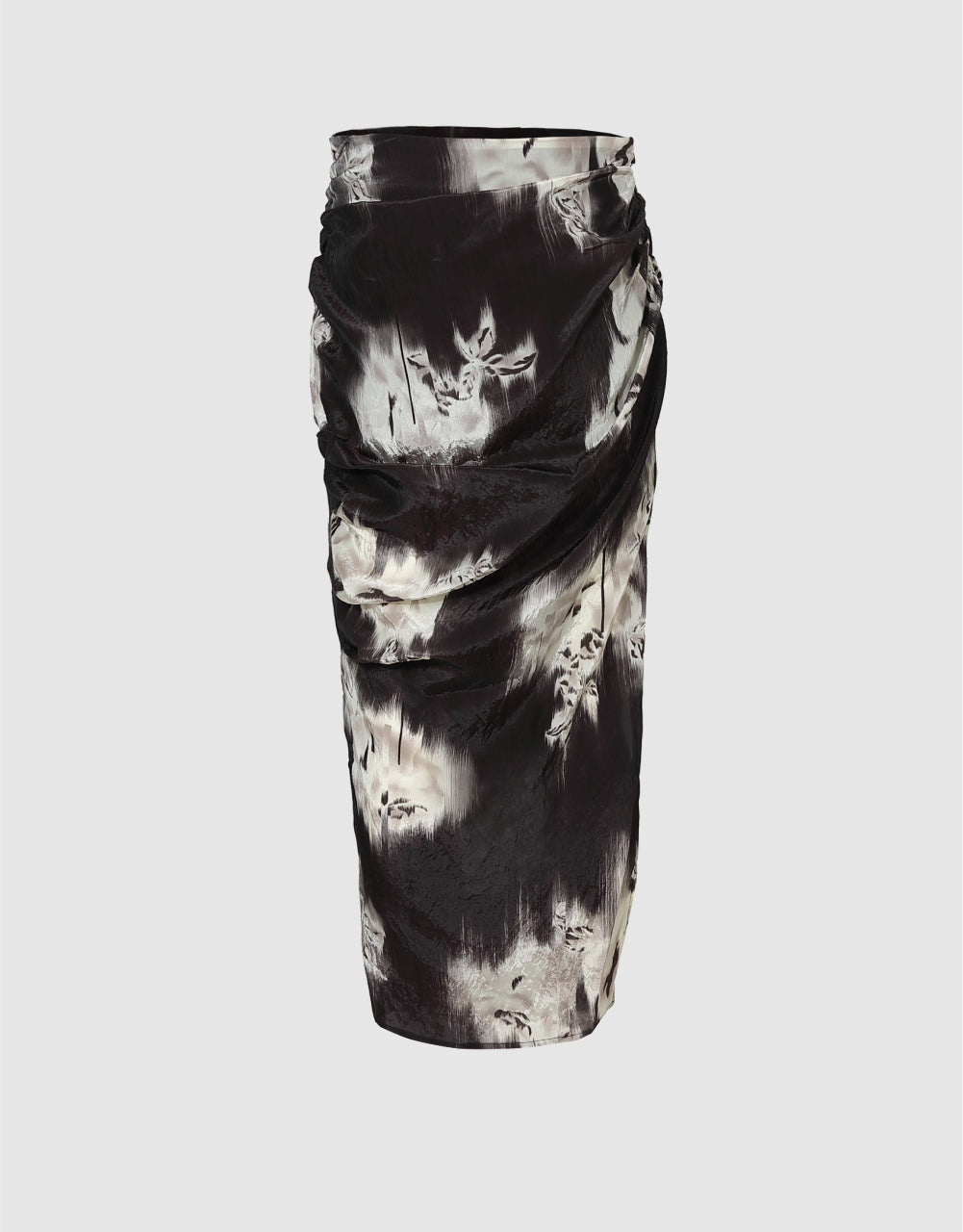 Printed Wrap Midi Skirt