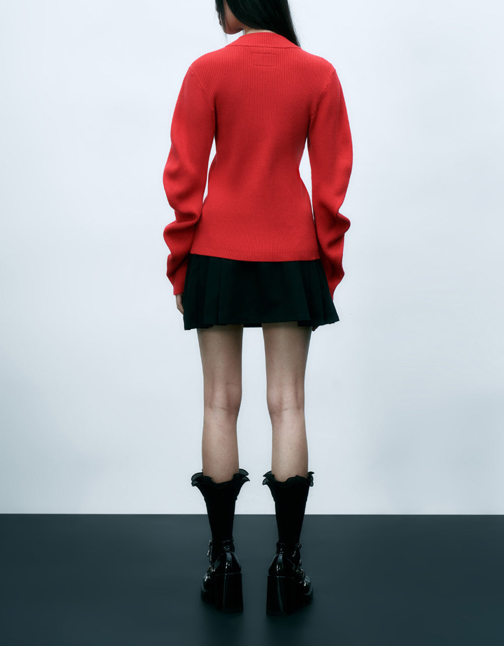 Pleated A-Line Skirt With Belt