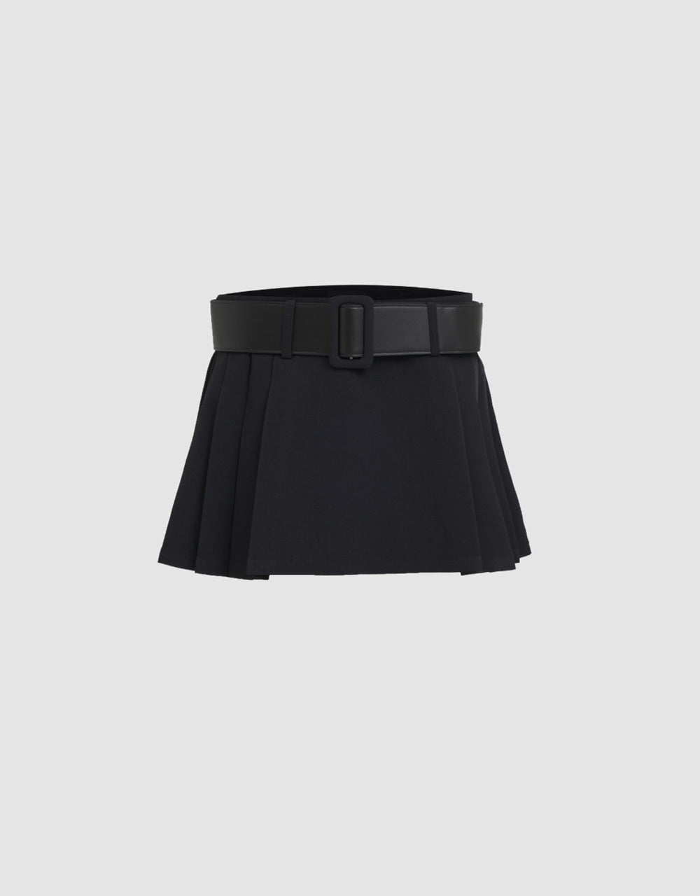 Pleated A-Line Skirt With Belt