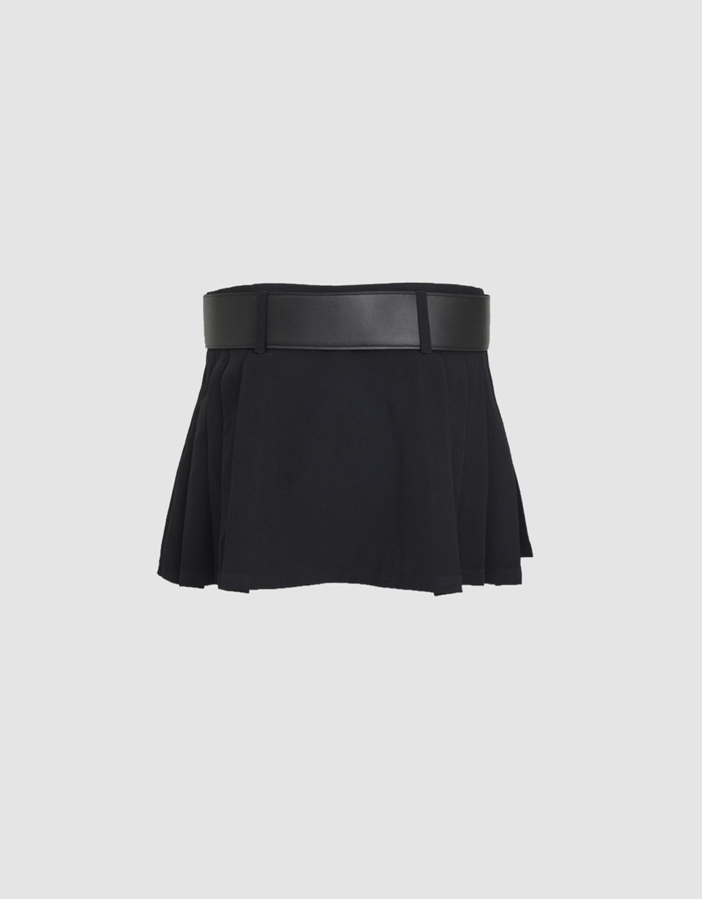 Pleated A-Line Skirt With Belt