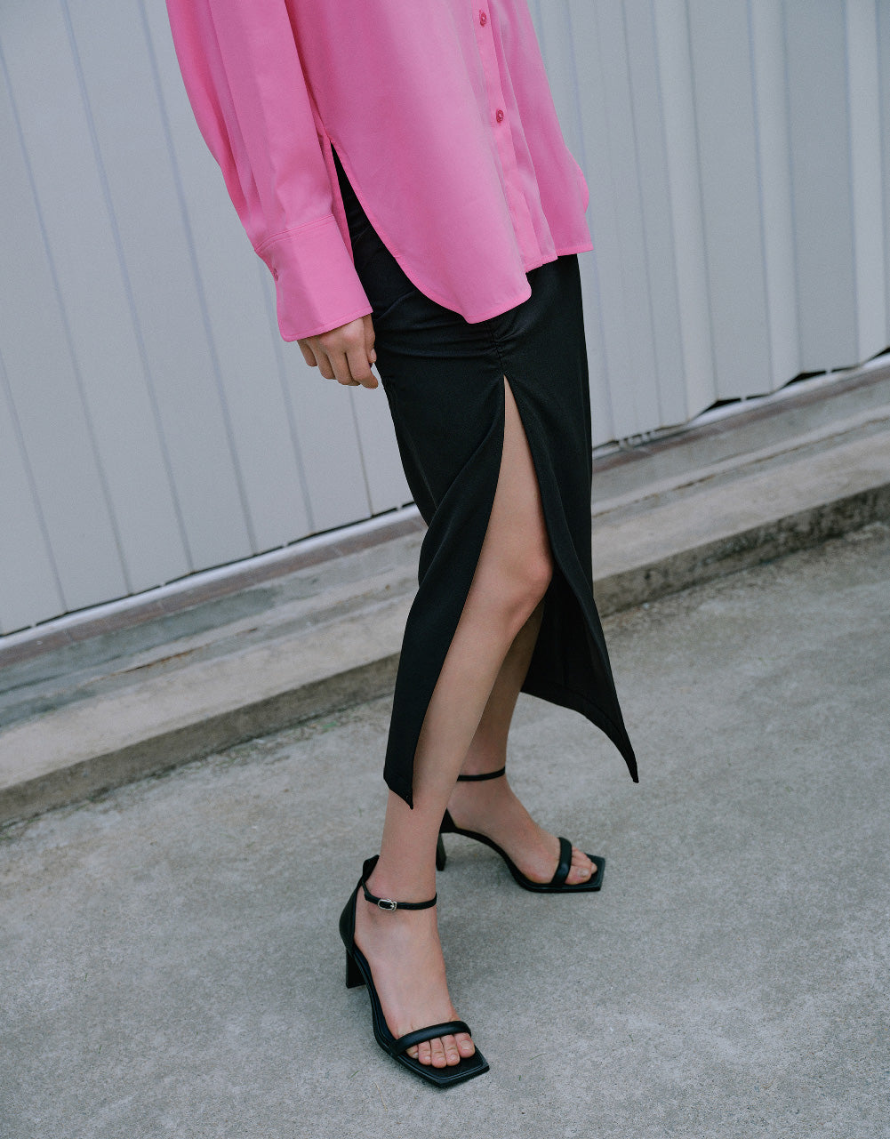 Ruched Skinny-Fit Wrap Skirt