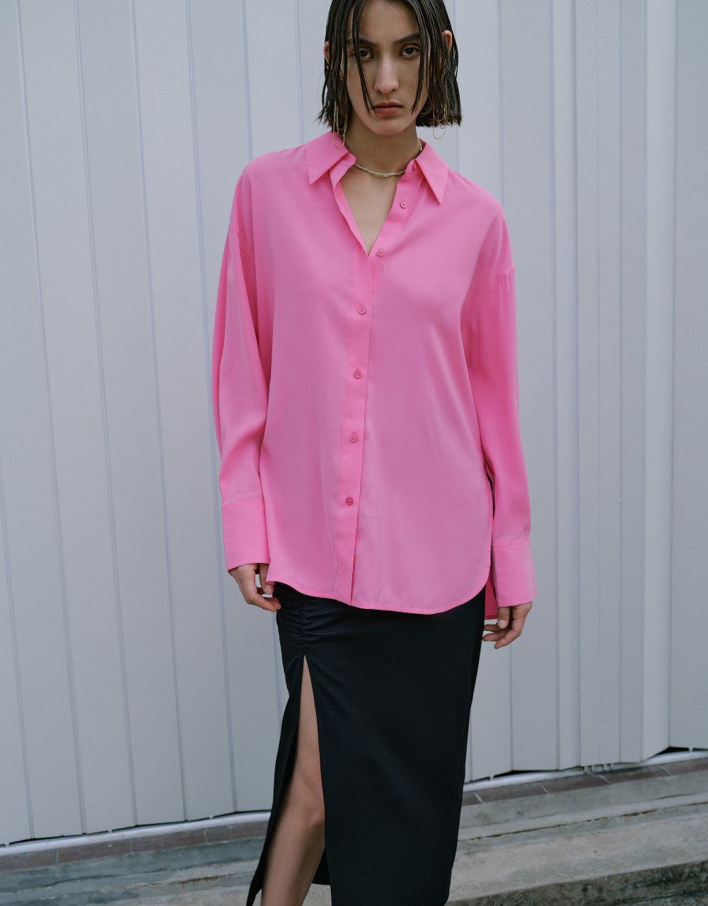 Ruched Skinny-Fit Wrap Skirt