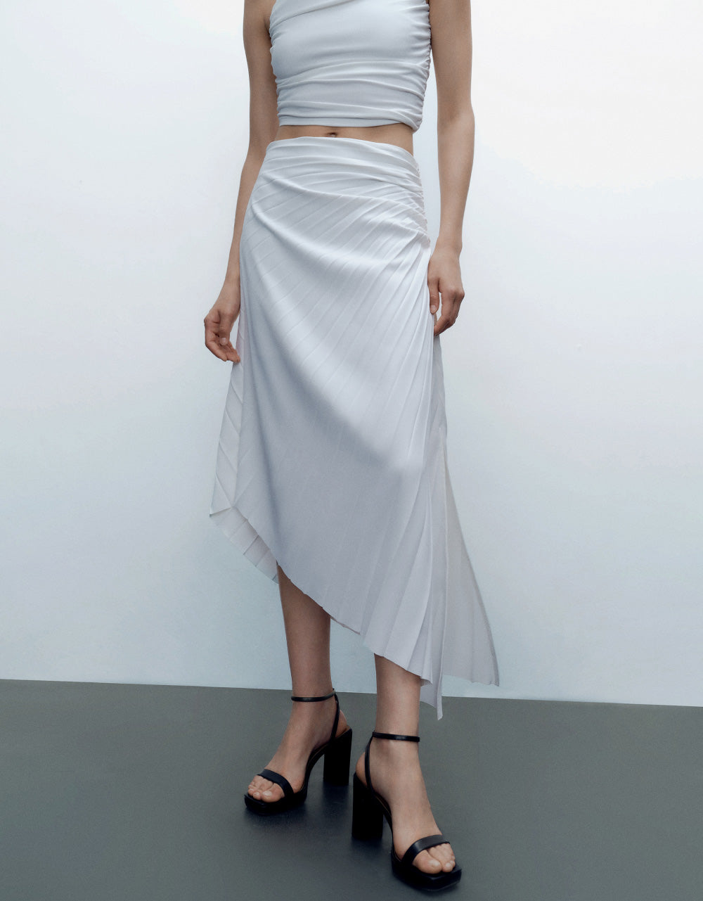 Asymmetric Ruched Skirt