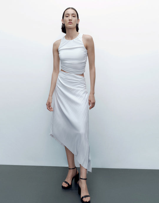 Asymmetric Ruched Skirt