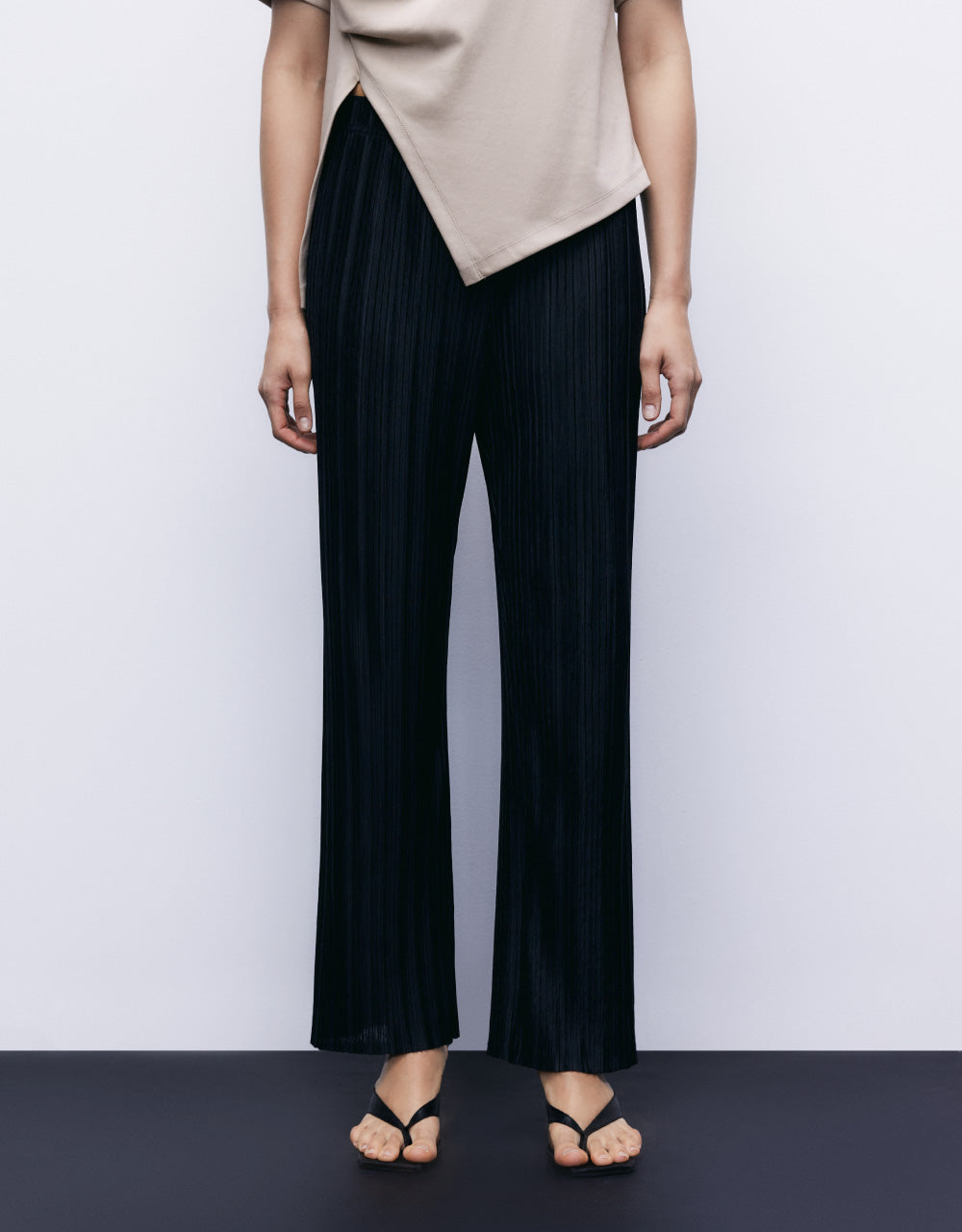 Thin Mid-Waist Straight Pants