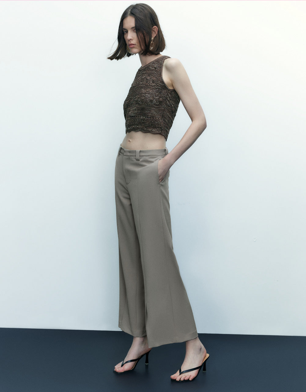 Mid-Waist Straight Pants